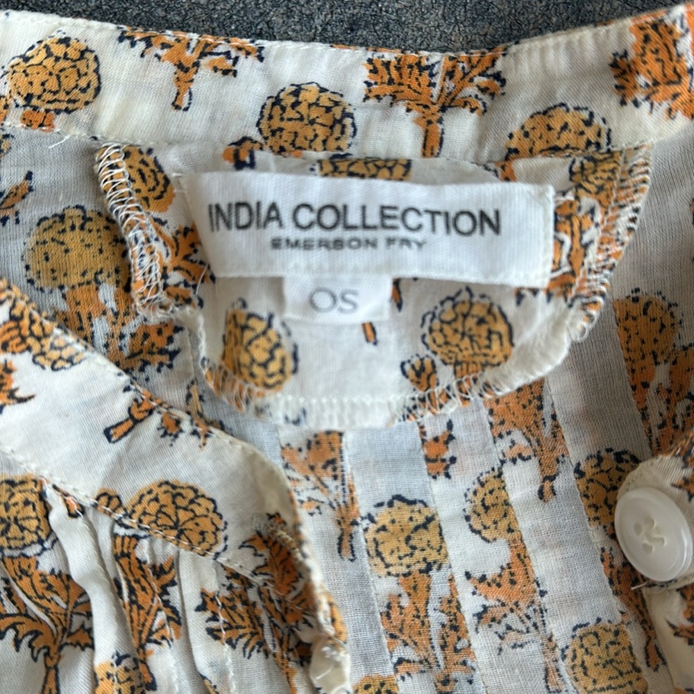 Emerson Fry White and Mustard Floral Button Front Top - Picture 2 of 6